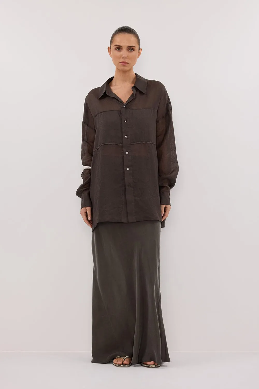 ADDISON PETROL BIAS CUPRO MAXI SKIRT