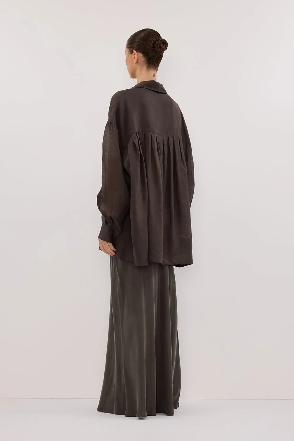ADDISON PETROL BIAS CUPRO MAXI SKIRT