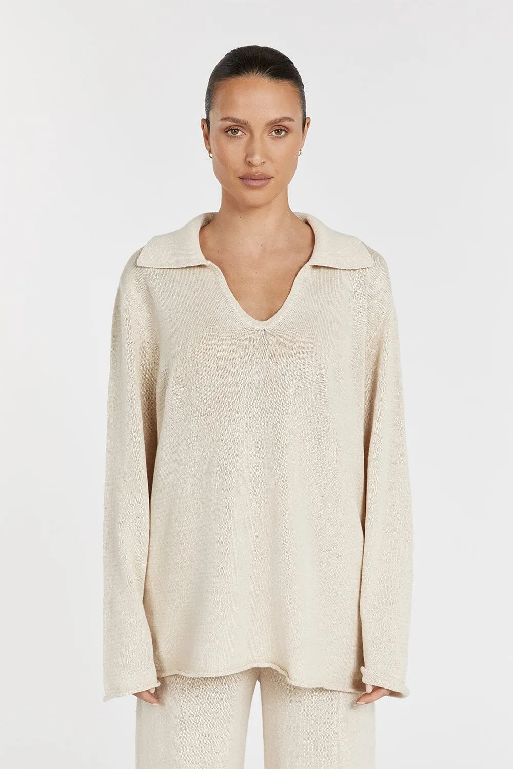 ALDER NATURAL LONG SLEEVE KNIT TOP