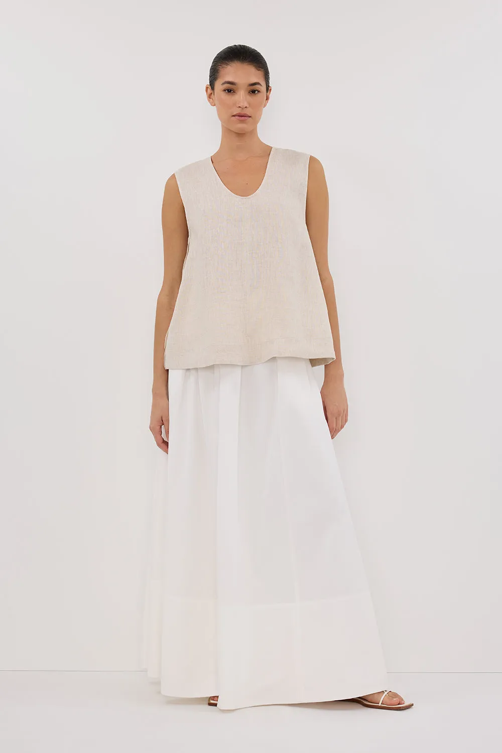 ANA NATURAL LINEN SCOOP TOP