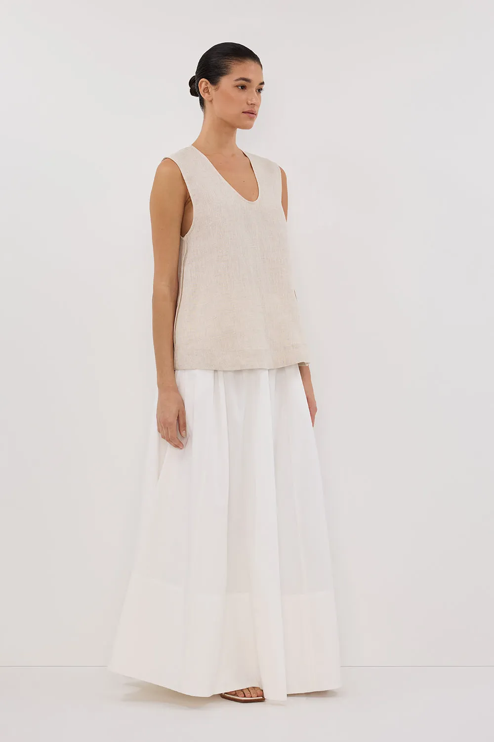 ANA NATURAL LINEN SCOOP TOP