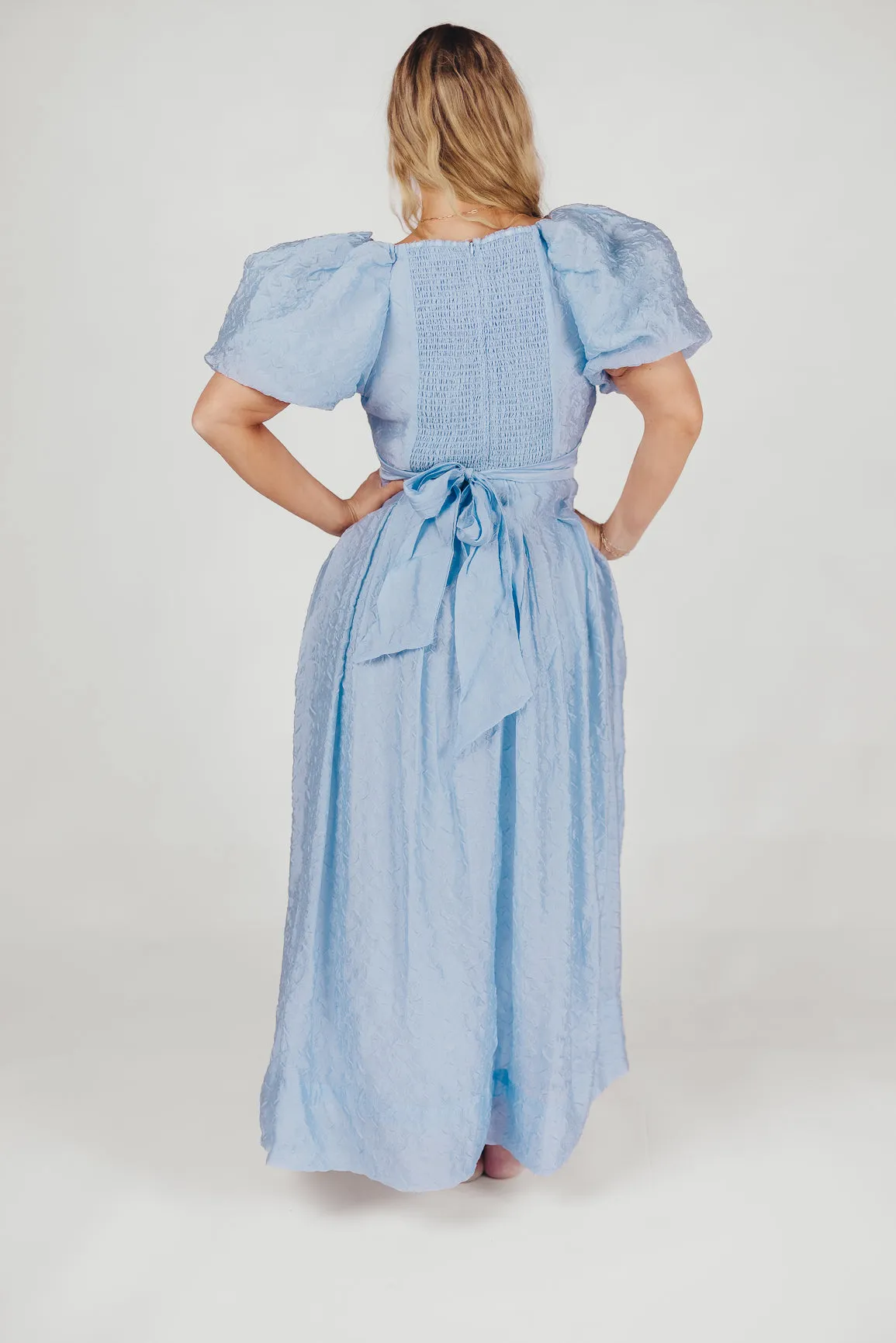 ASTR Linette Jacquard Midi Dress in Blue