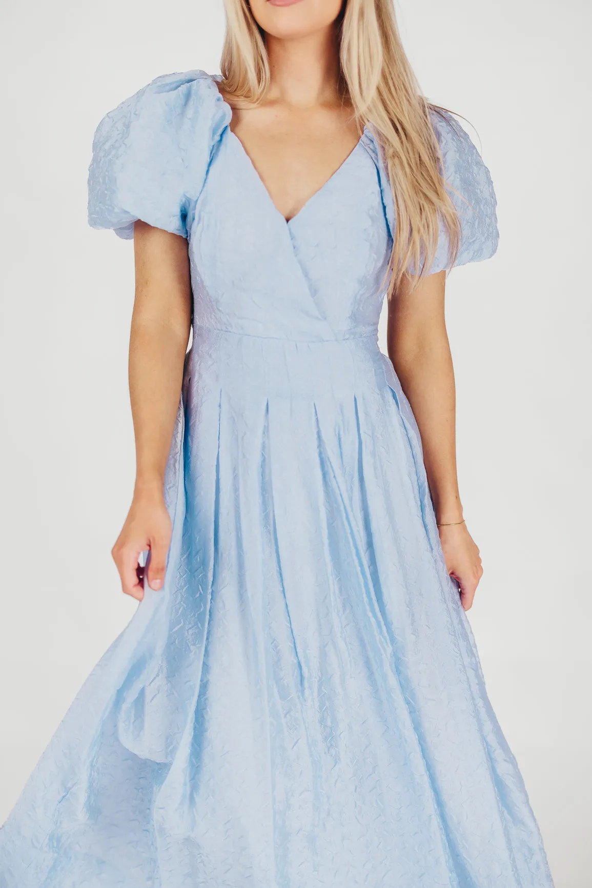 ASTR Linette Jacquard Midi Dress in Blue