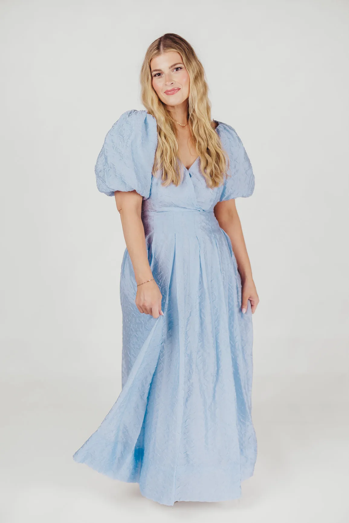 ASTR Linette Jacquard Midi Dress in Blue