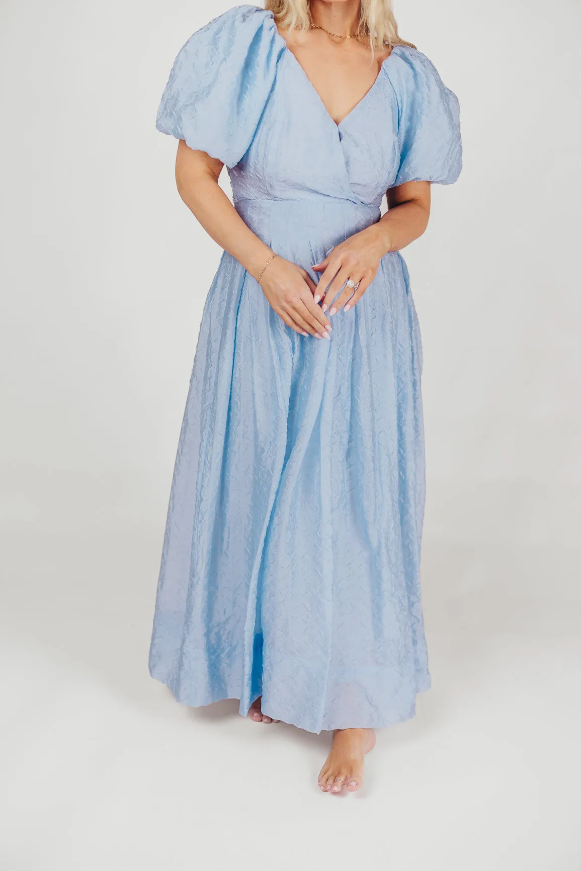 ASTR Linette Jacquard Midi Dress in Blue