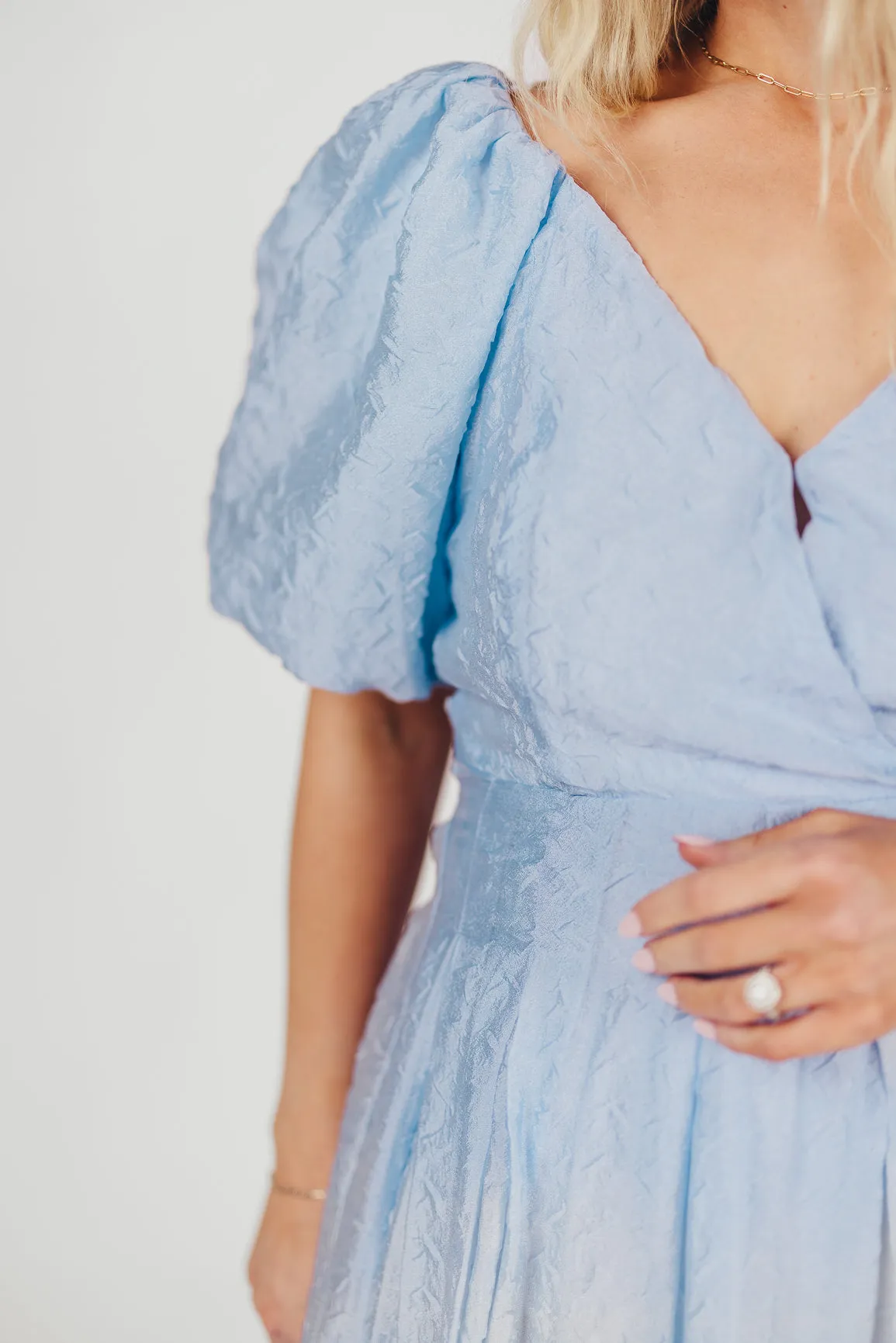 ASTR Linette Jacquard Midi Dress in Blue