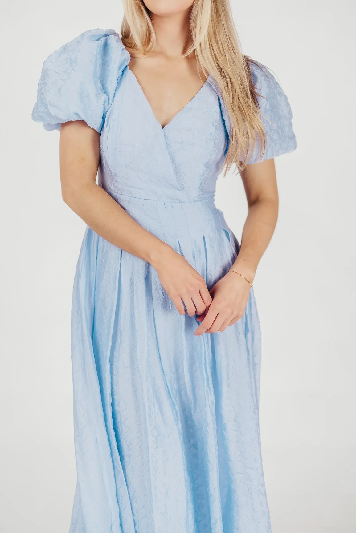 ASTR Linette Jacquard Midi Dress in Blue