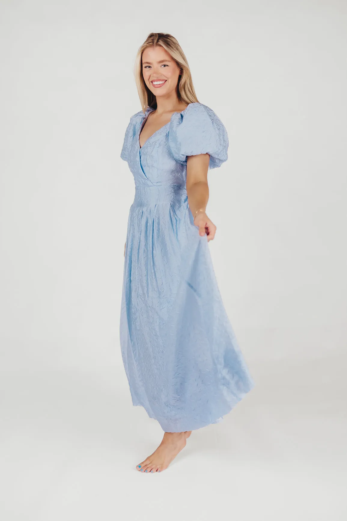 ASTR Linette Jacquard Midi Dress in Blue