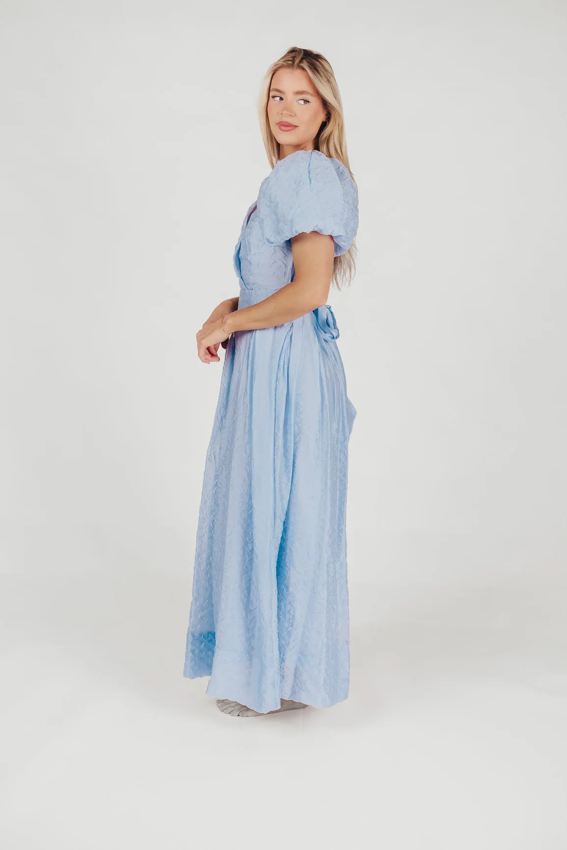 ASTR Linette Jacquard Midi Dress in Blue