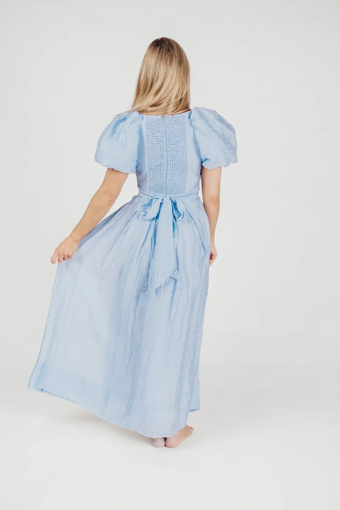 ASTR Linette Jacquard Midi Dress in Blue