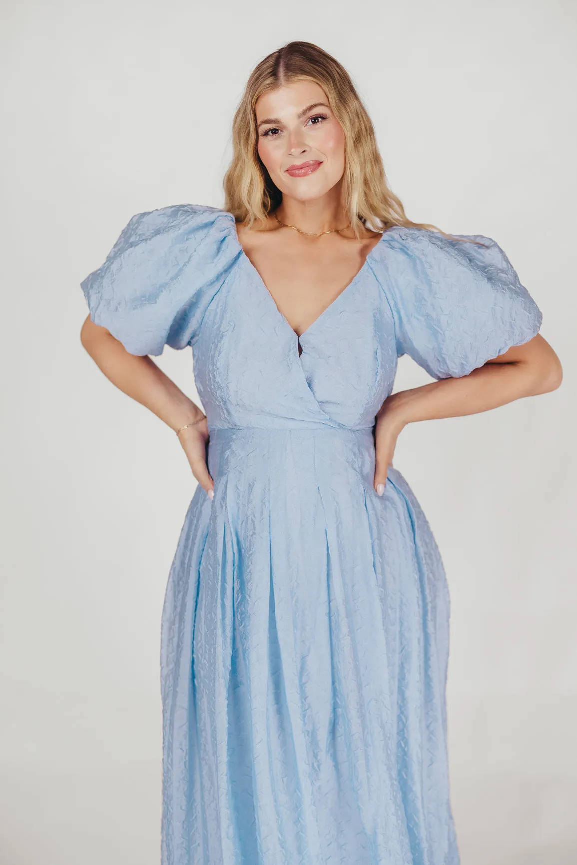 ASTR Linette Jacquard Midi Dress in Blue