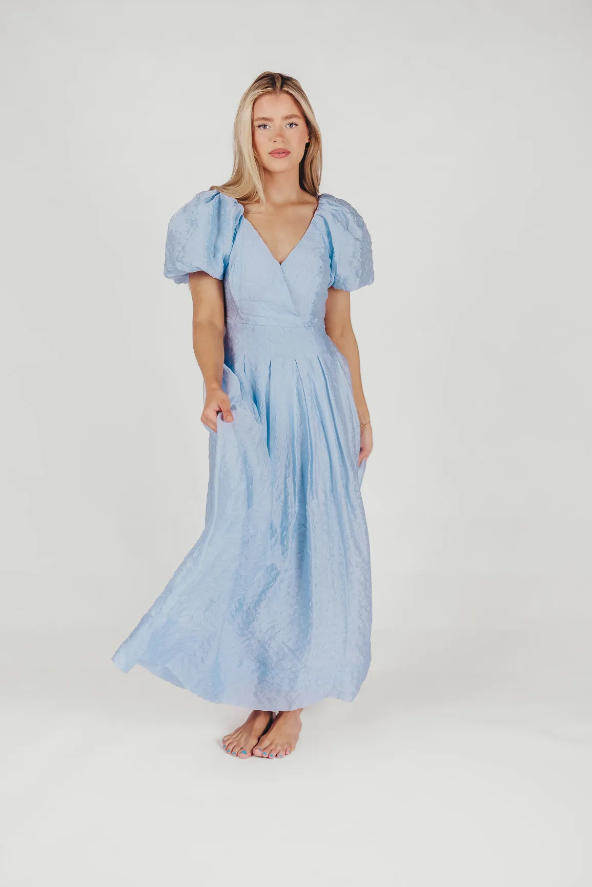 ASTR Linette Jacquard Midi Dress in Blue