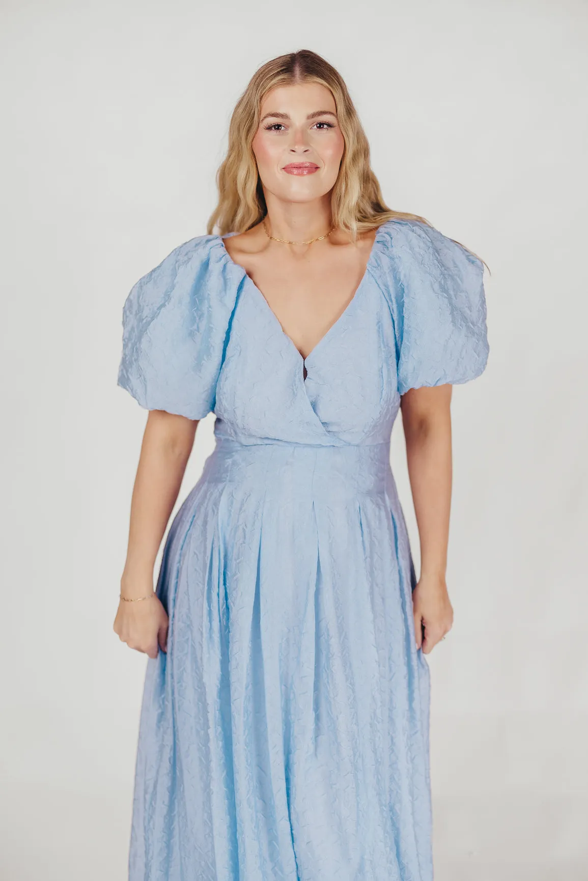 ASTR Linette Jacquard Midi Dress in Blue