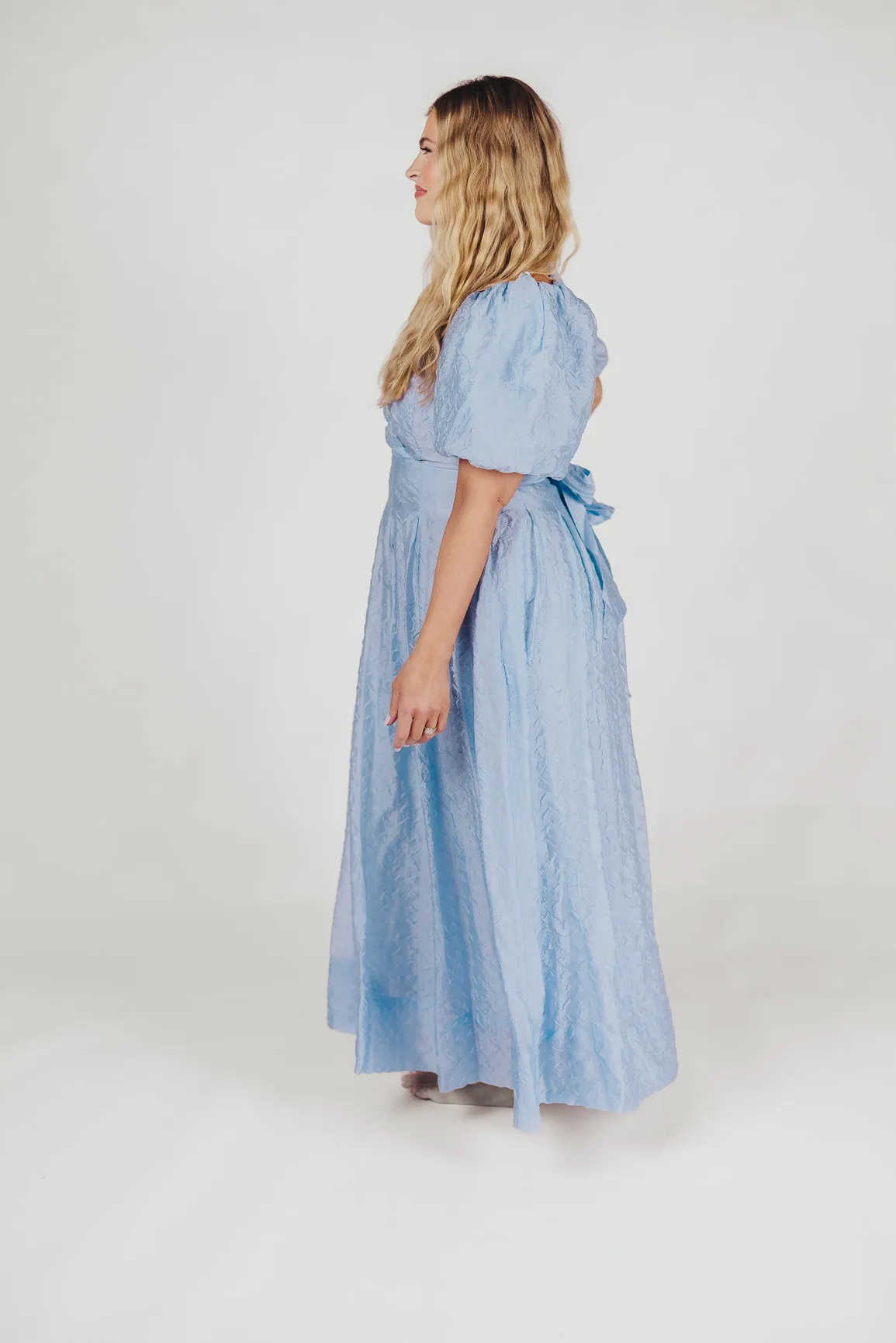 ASTR Linette Jacquard Midi Dress in Blue