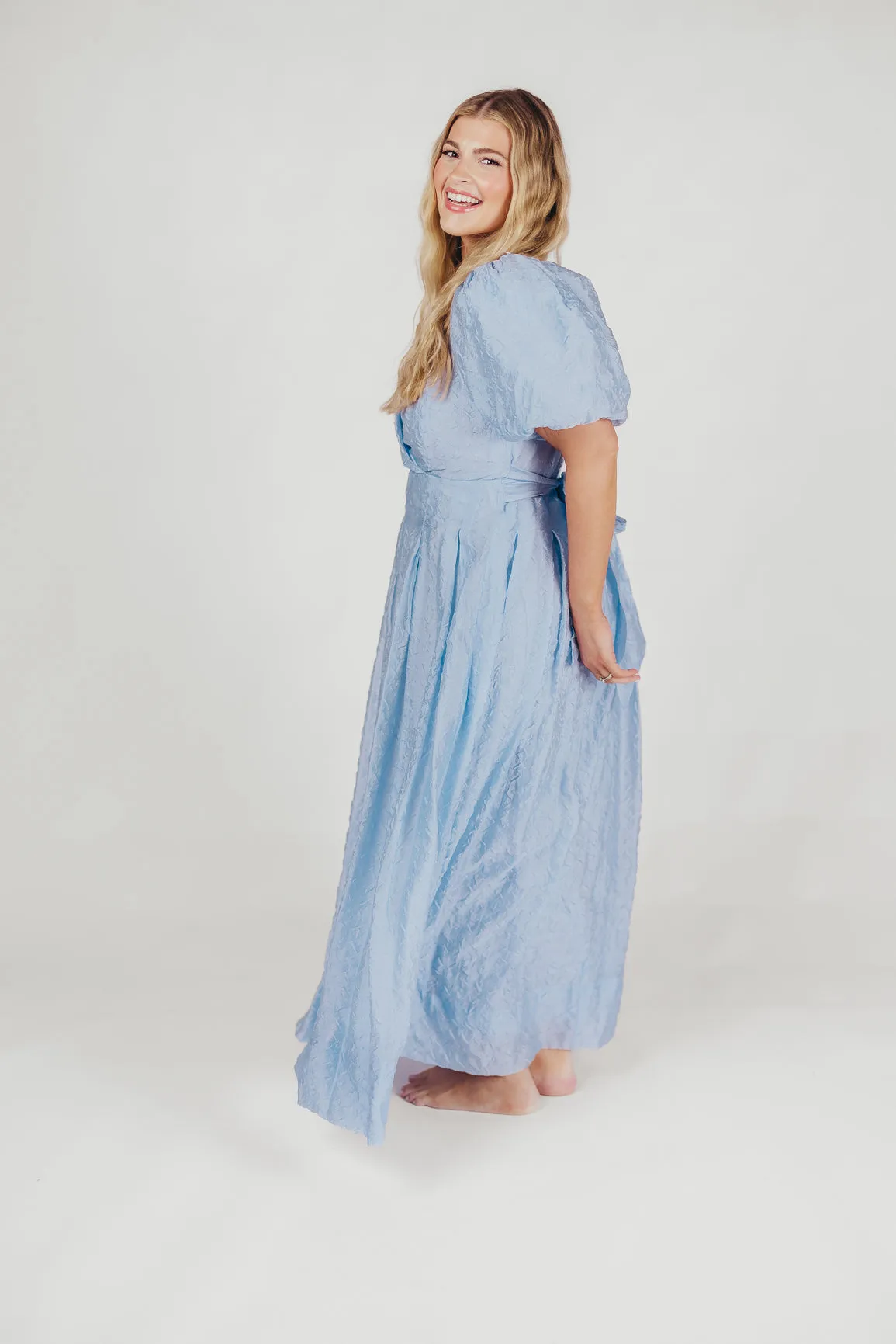 ASTR Linette Jacquard Midi Dress in Blue