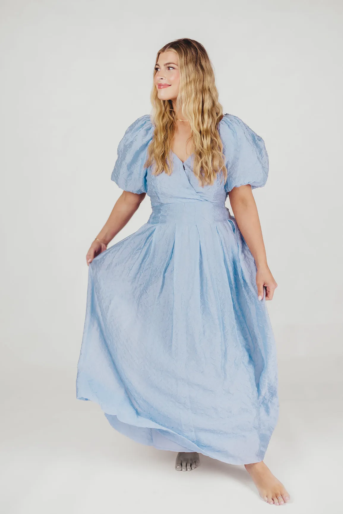 ASTR Linette Jacquard Midi Dress in Blue