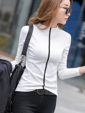Autumn Winter Elastic Cotton Casual T Shirt