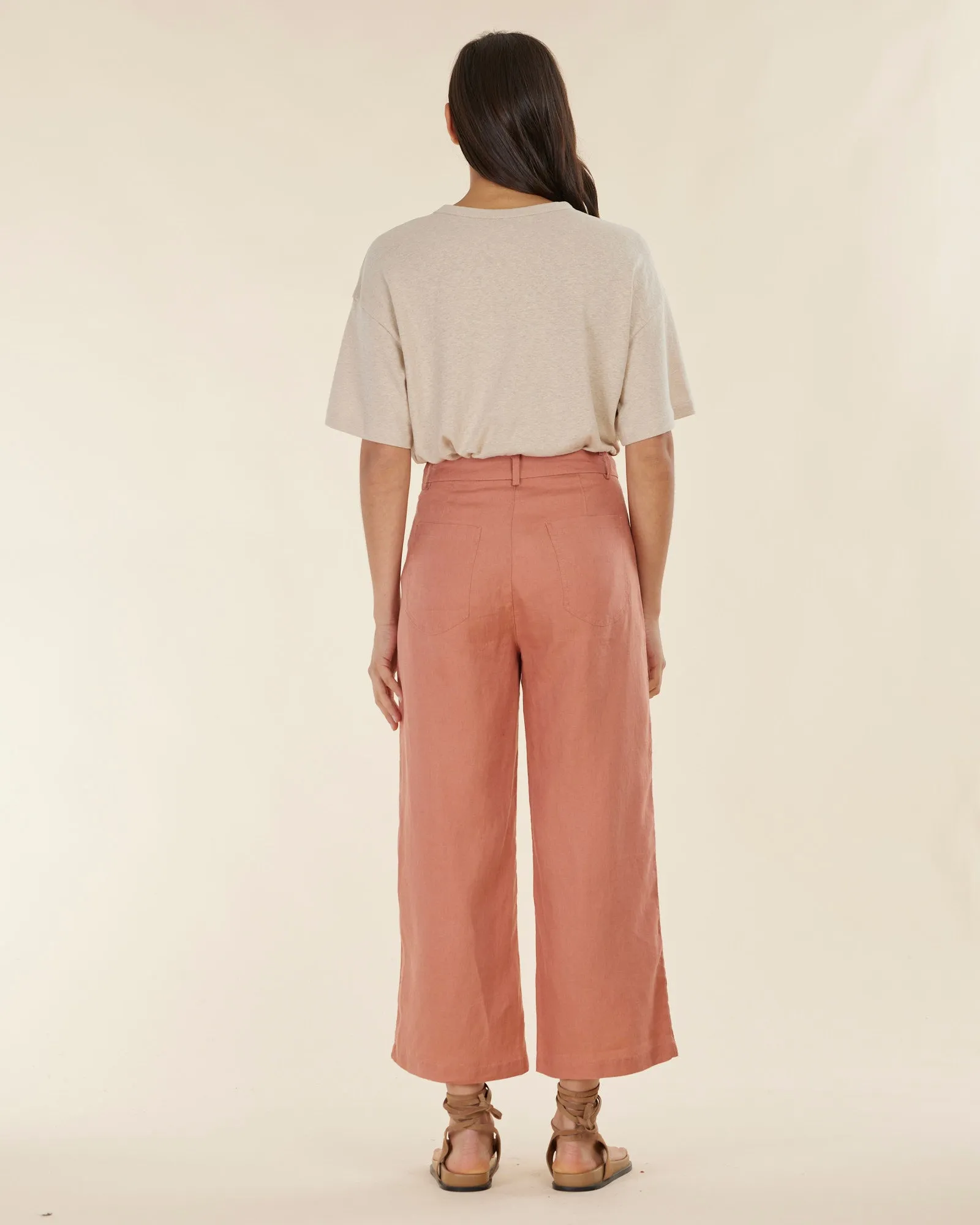 Barossa Linen Pant - Rosewood