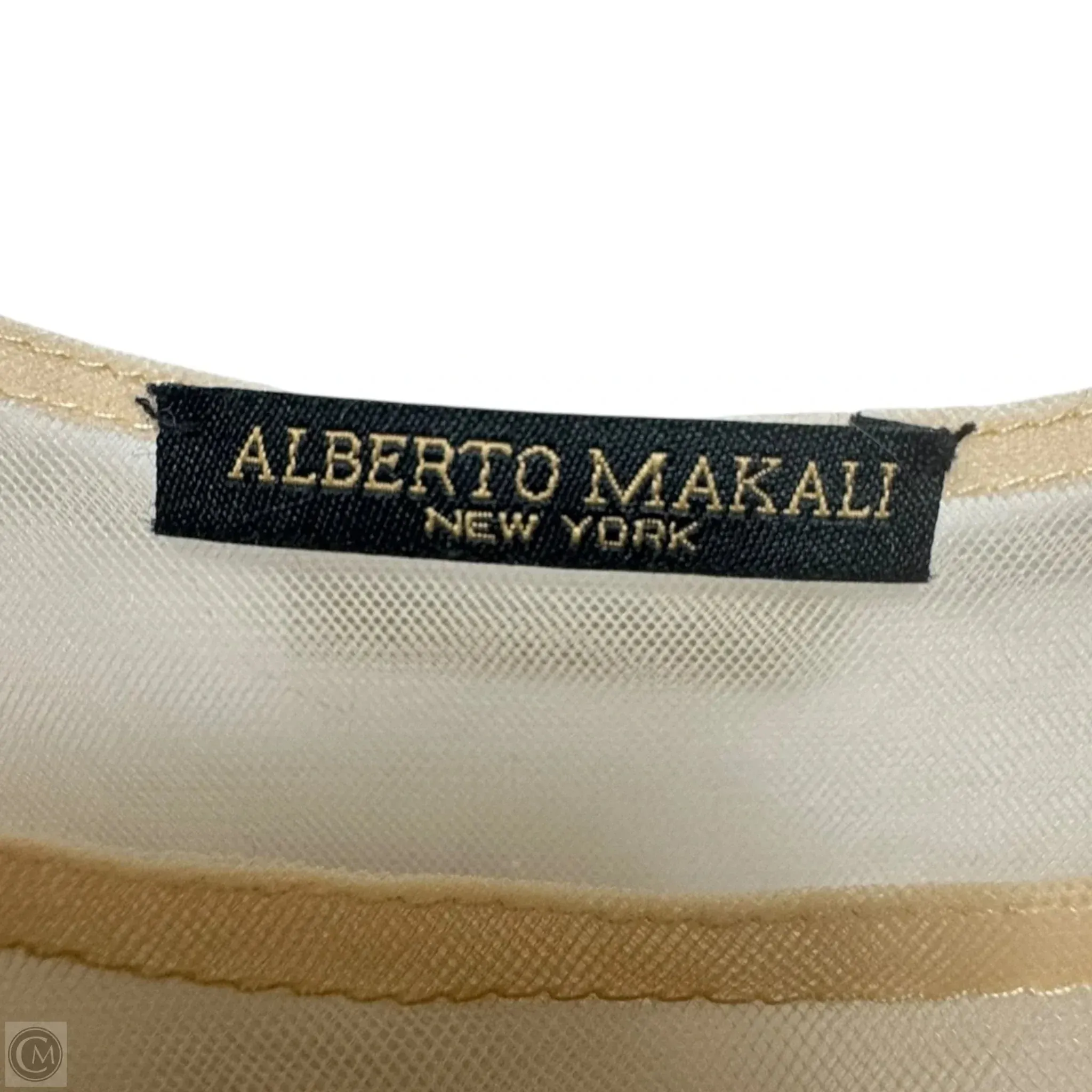 Beaded Mesh Gown By Alberto Makali In Cream, Size: 6