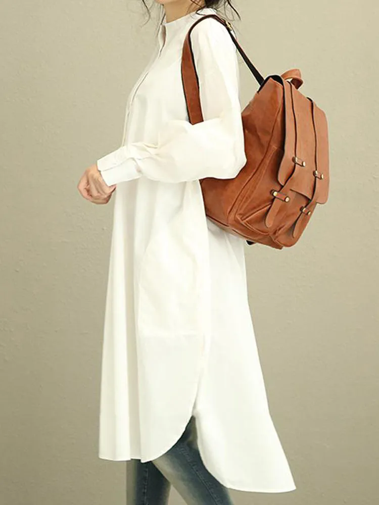 Black Dress Shirt Women Casual Loose Solid Button Long Sleeve