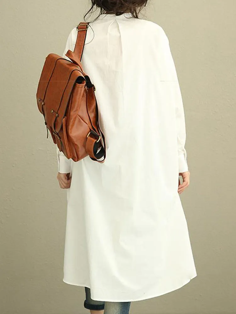 Black Dress Shirt Women Casual Loose Solid Button Long Sleeve