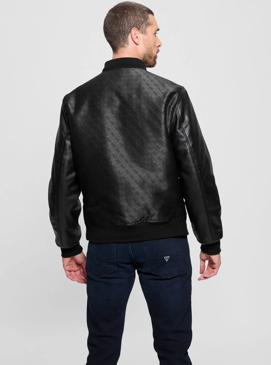 Black Logo Varsity Bomber Jacket