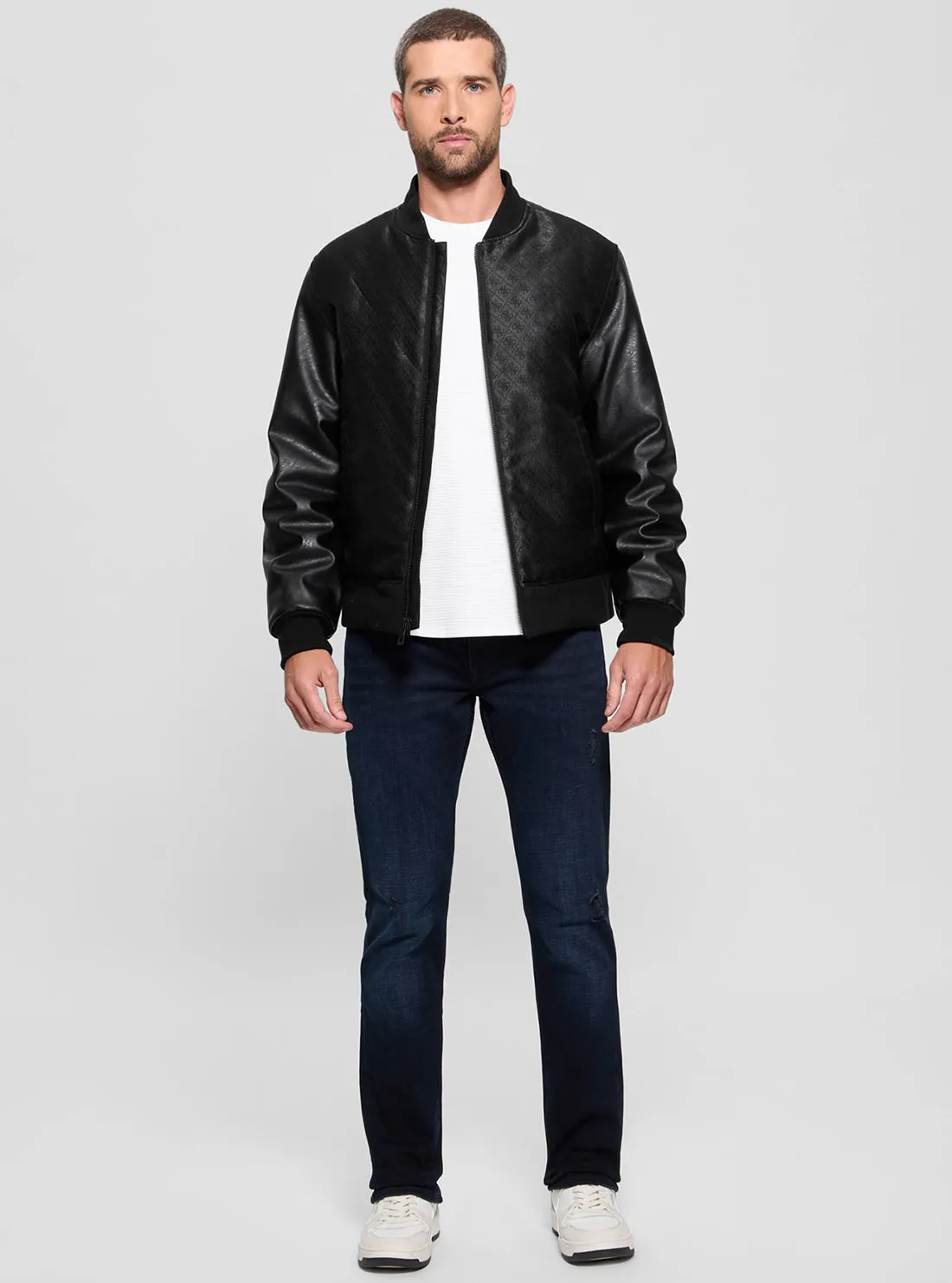 Black Logo Varsity Bomber Jacket