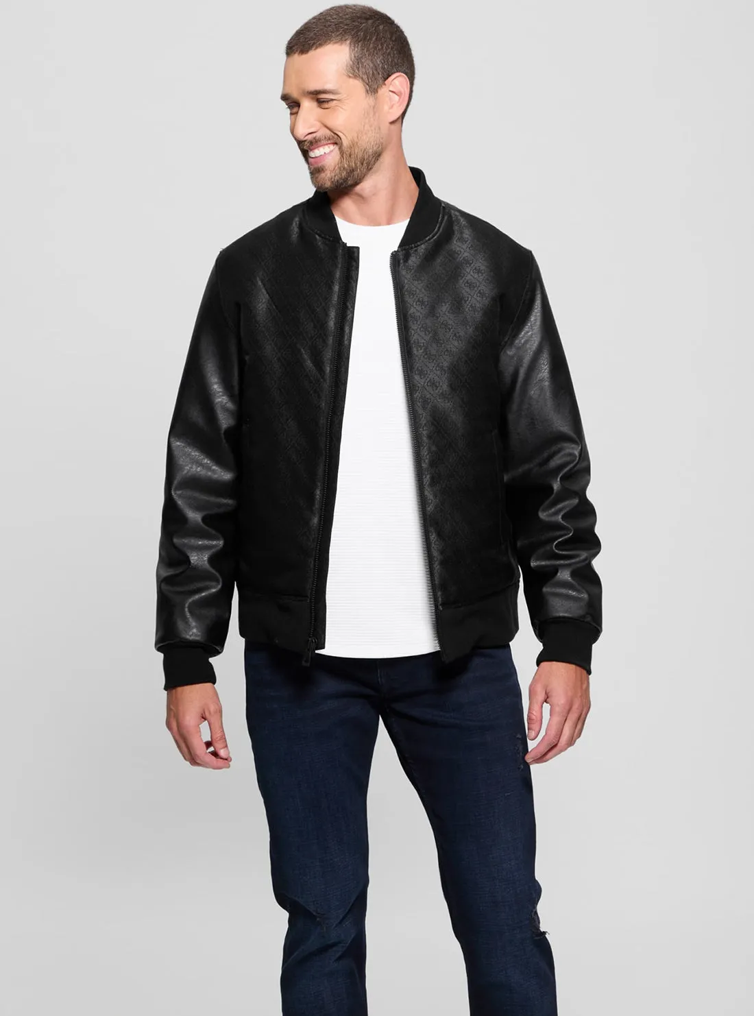 Black Logo Varsity Bomber Jacket