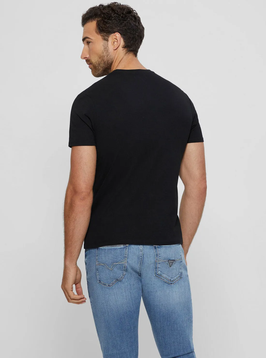 Black Palm Print Triangle Logo T-Shirt
