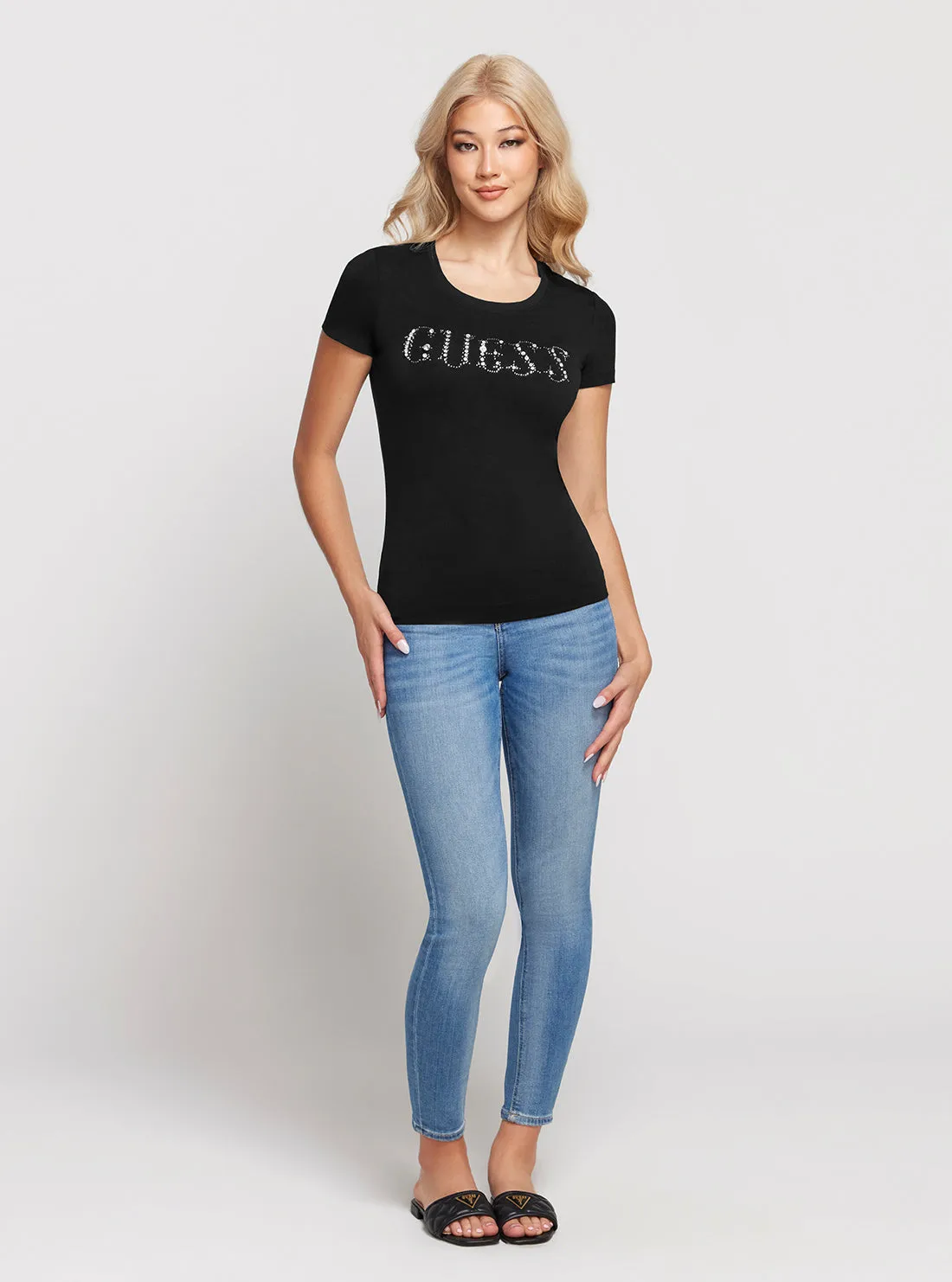 Black Short Sleeve Stones Logo T-Shirt