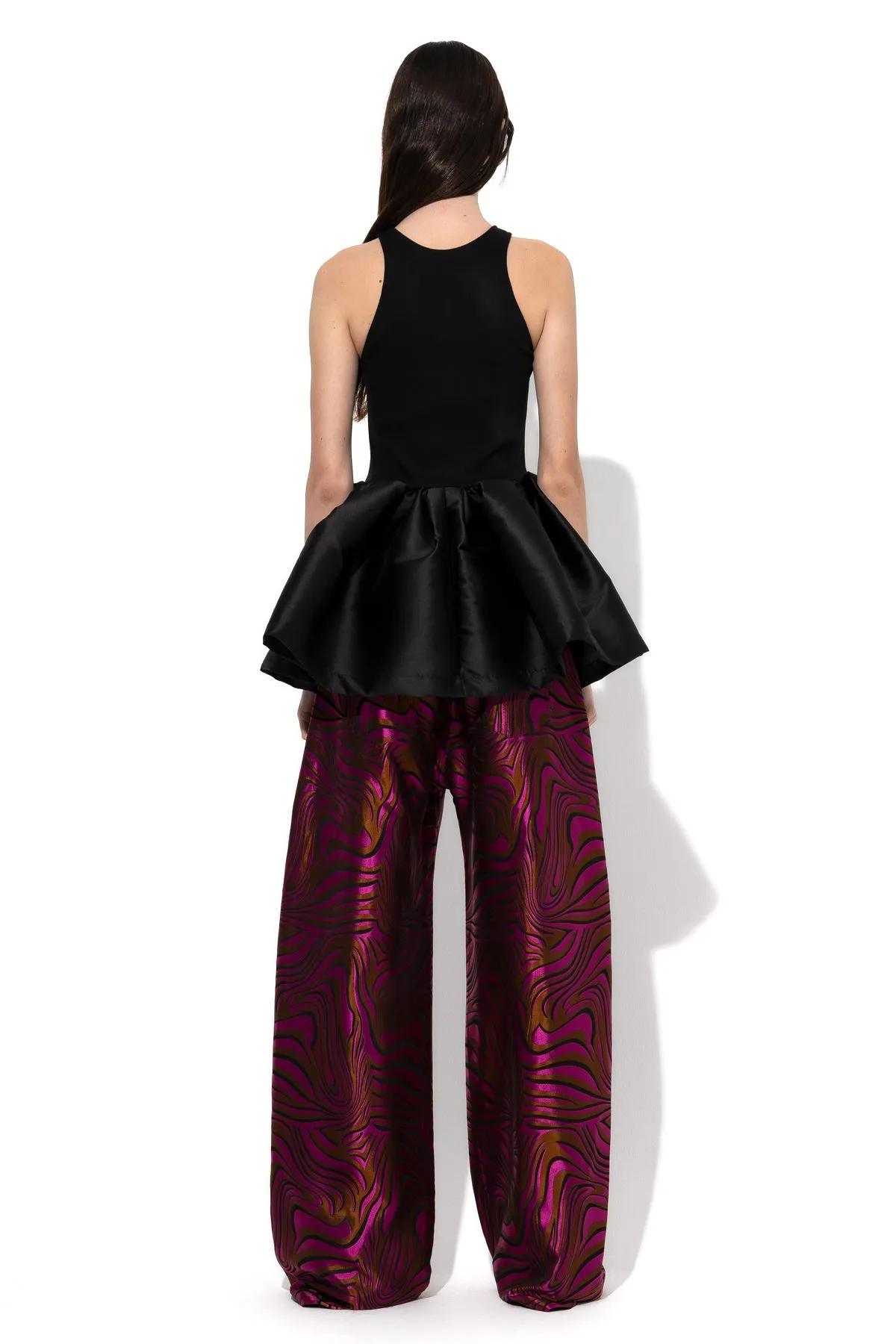 BLACK TANK TOP WITH PEPLUM