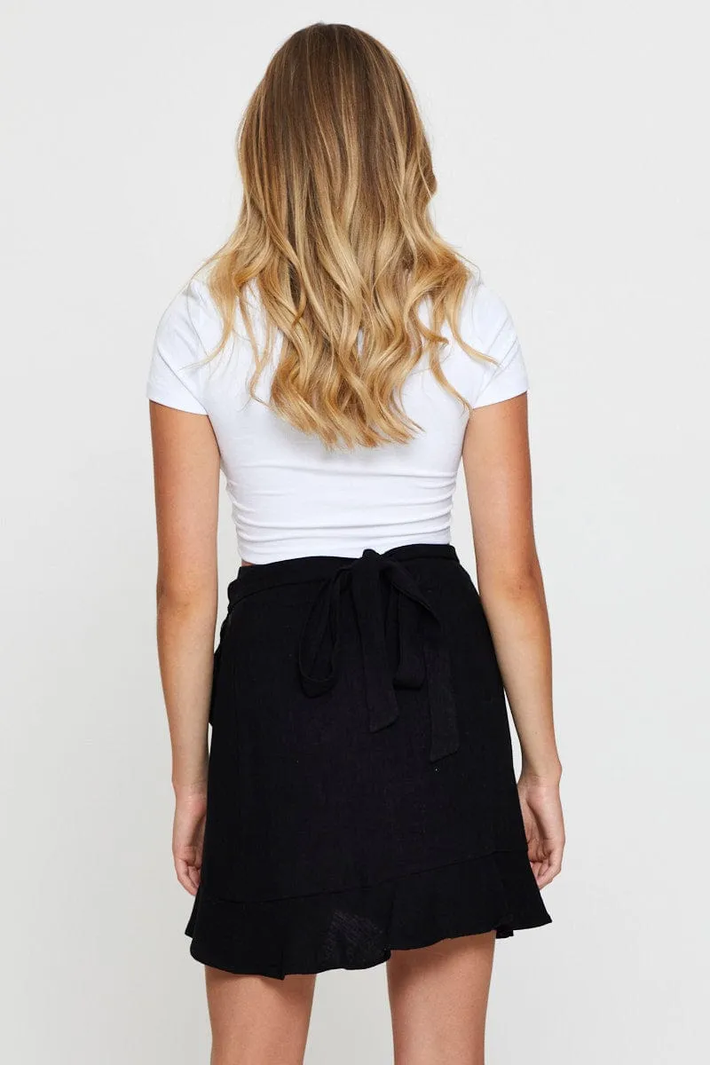 Black Wrap Skirt Mini High Rise