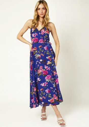 Blooming Season Wrap Dress in Violet Blue