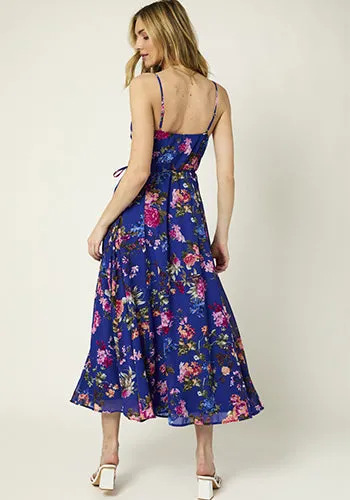 Blooming Season Wrap Dress in Violet Blue