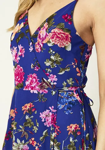 Blooming Season Wrap Dress in Violet Blue