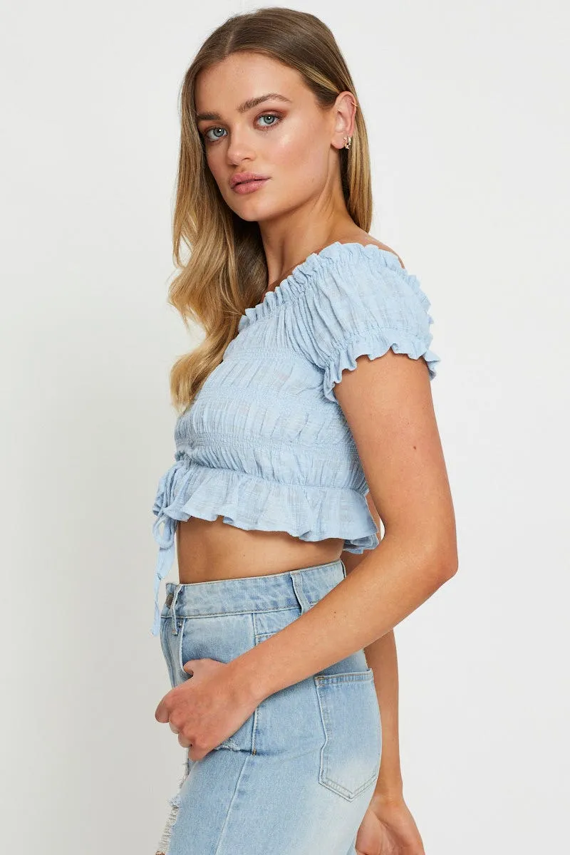 Blue Crop T Shirt Short Sleeve