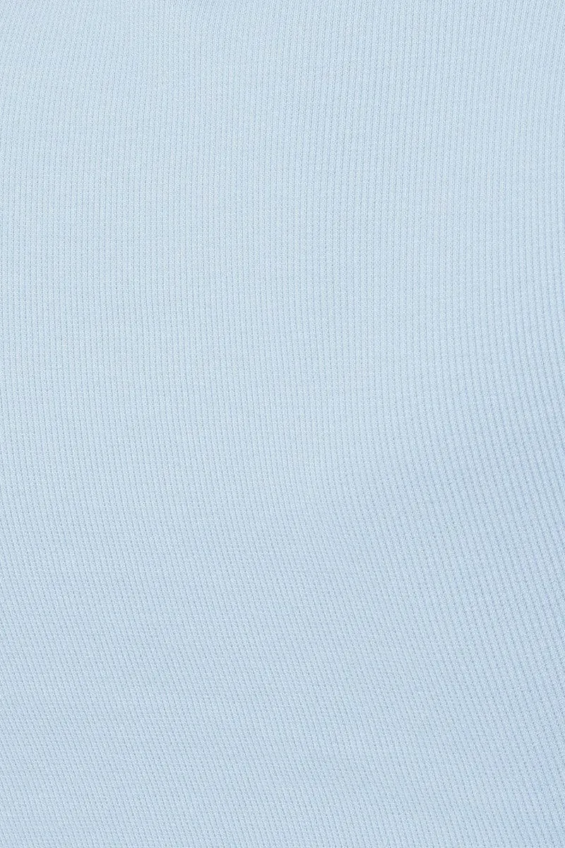 Blue Longline T Shirt Short Sleeve Crew Neck