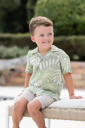 Boy's Panama Shirt / Moss Palm