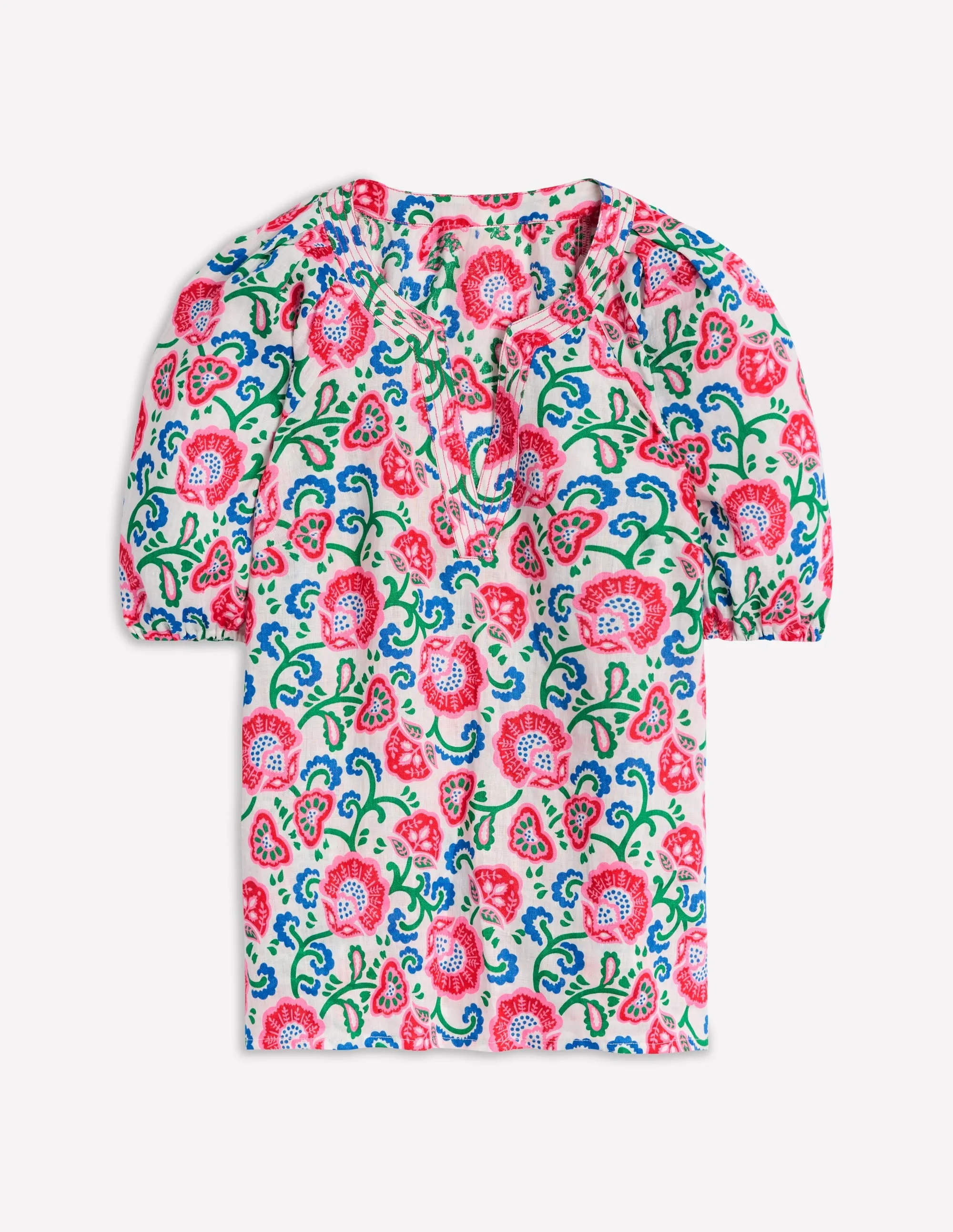 Brooke Linen Top-Ivory. Garden Vine