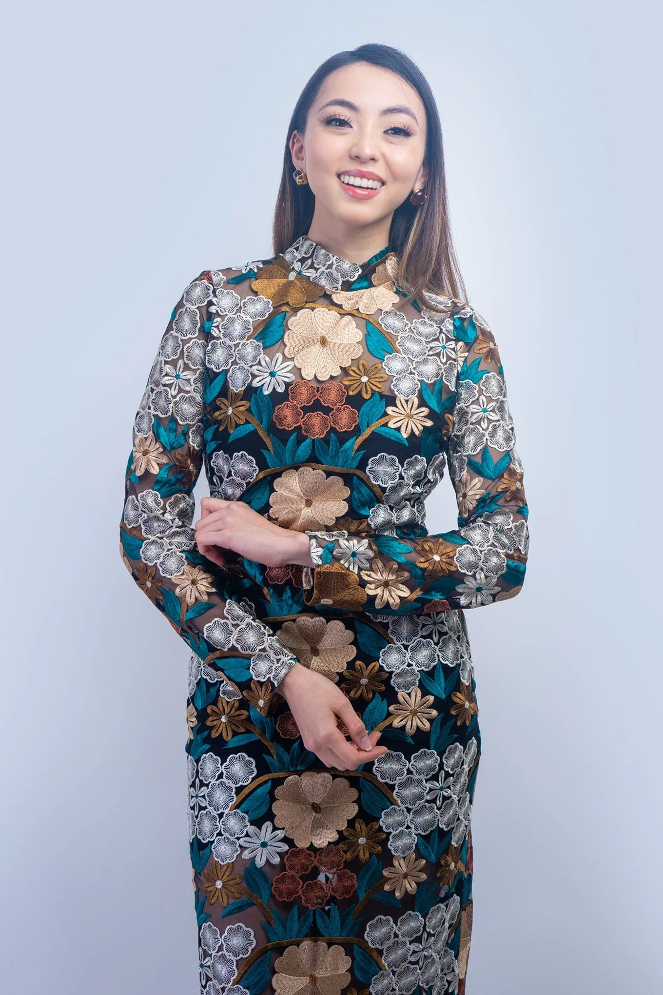 Brown Floral Lace Multi Dress