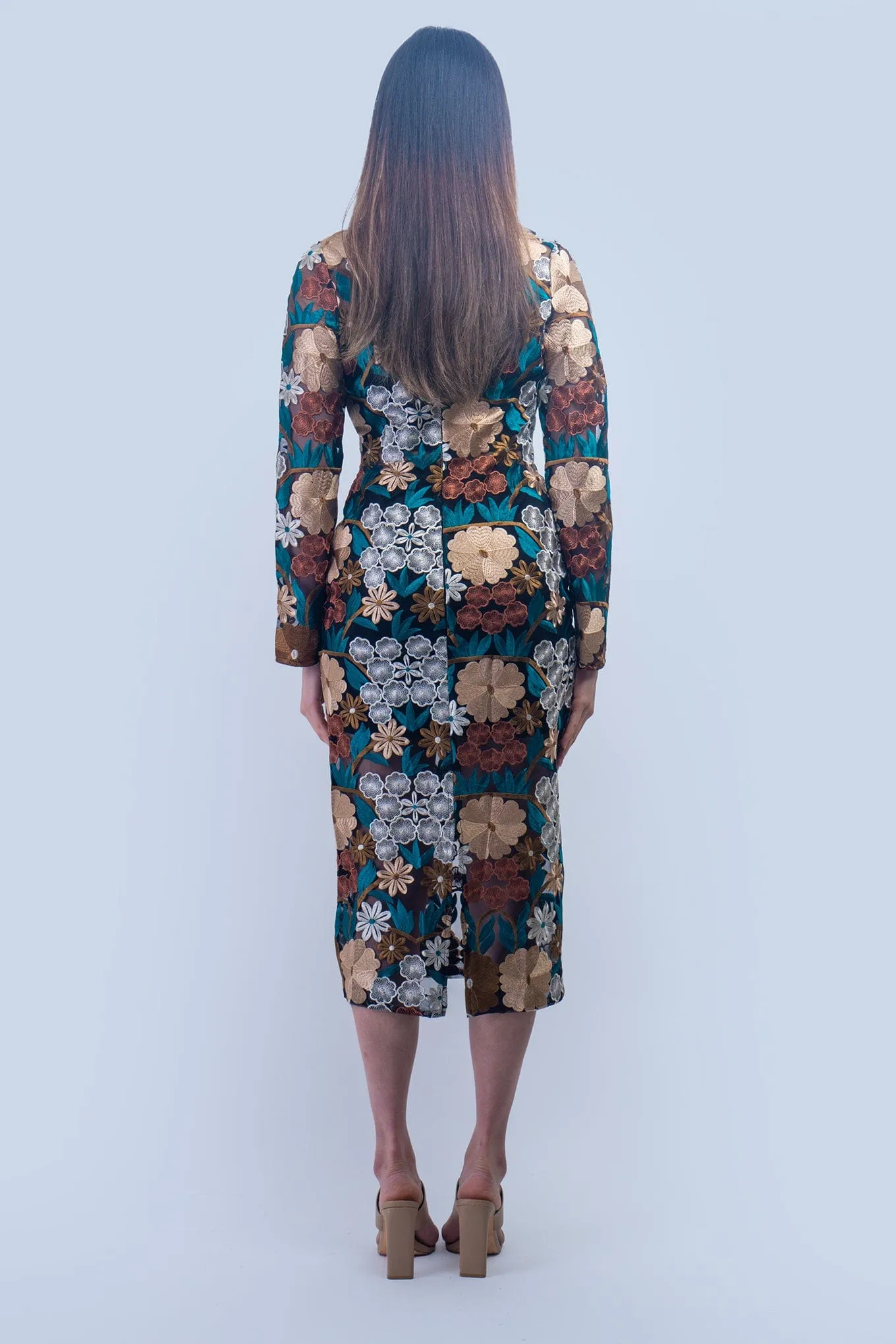 Brown Floral Lace Multi Dress
