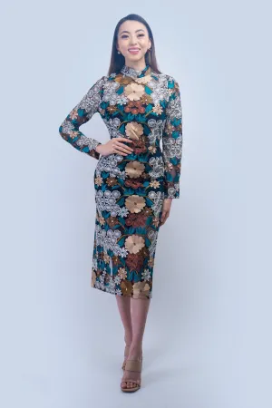 Brown Floral Lace Multi Dress