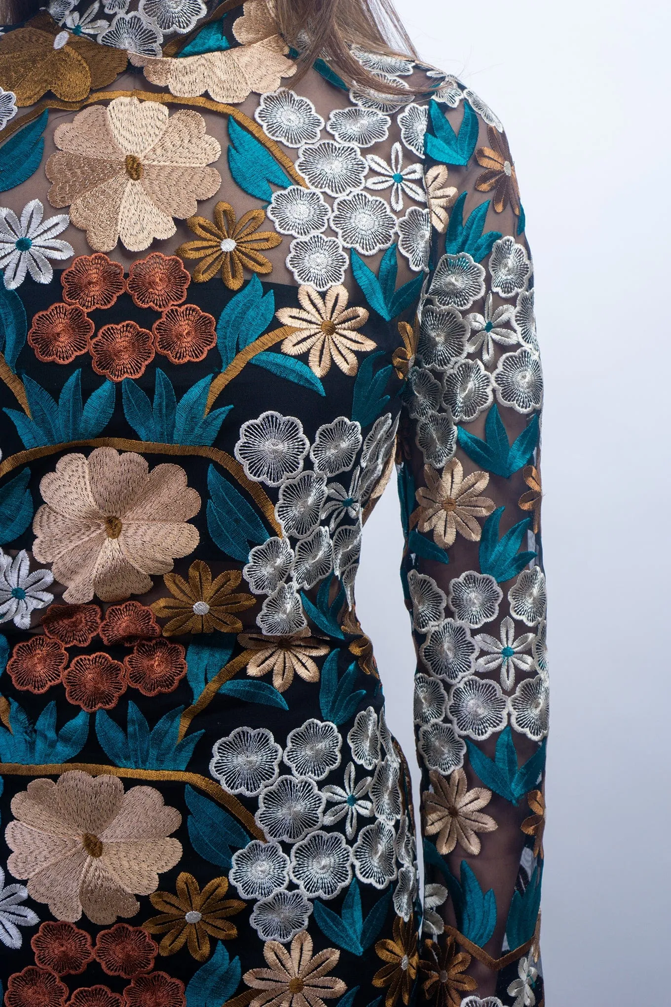 Brown Floral Lace Multi Dress
