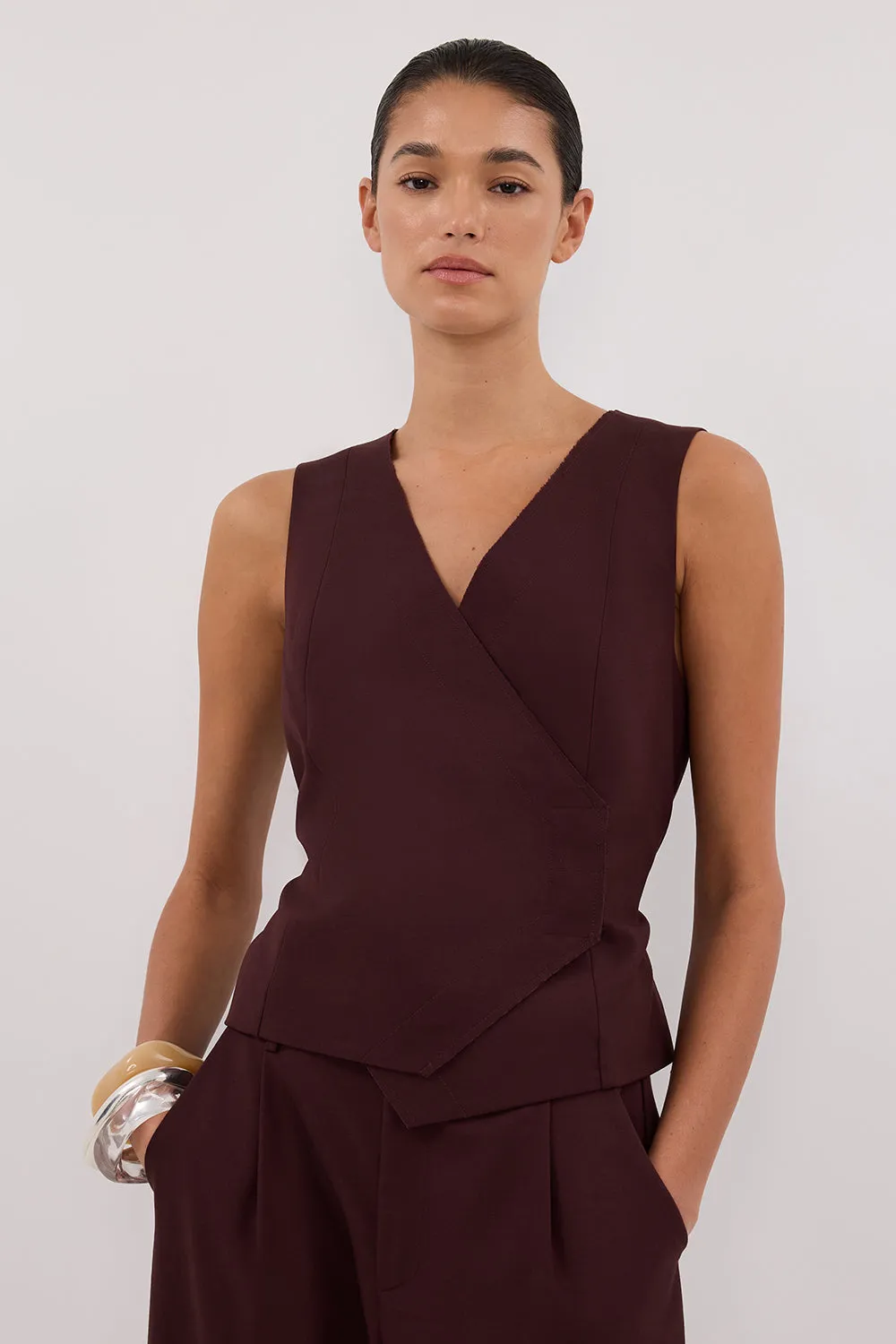 CAMILLA WALNUT ASYM TOP