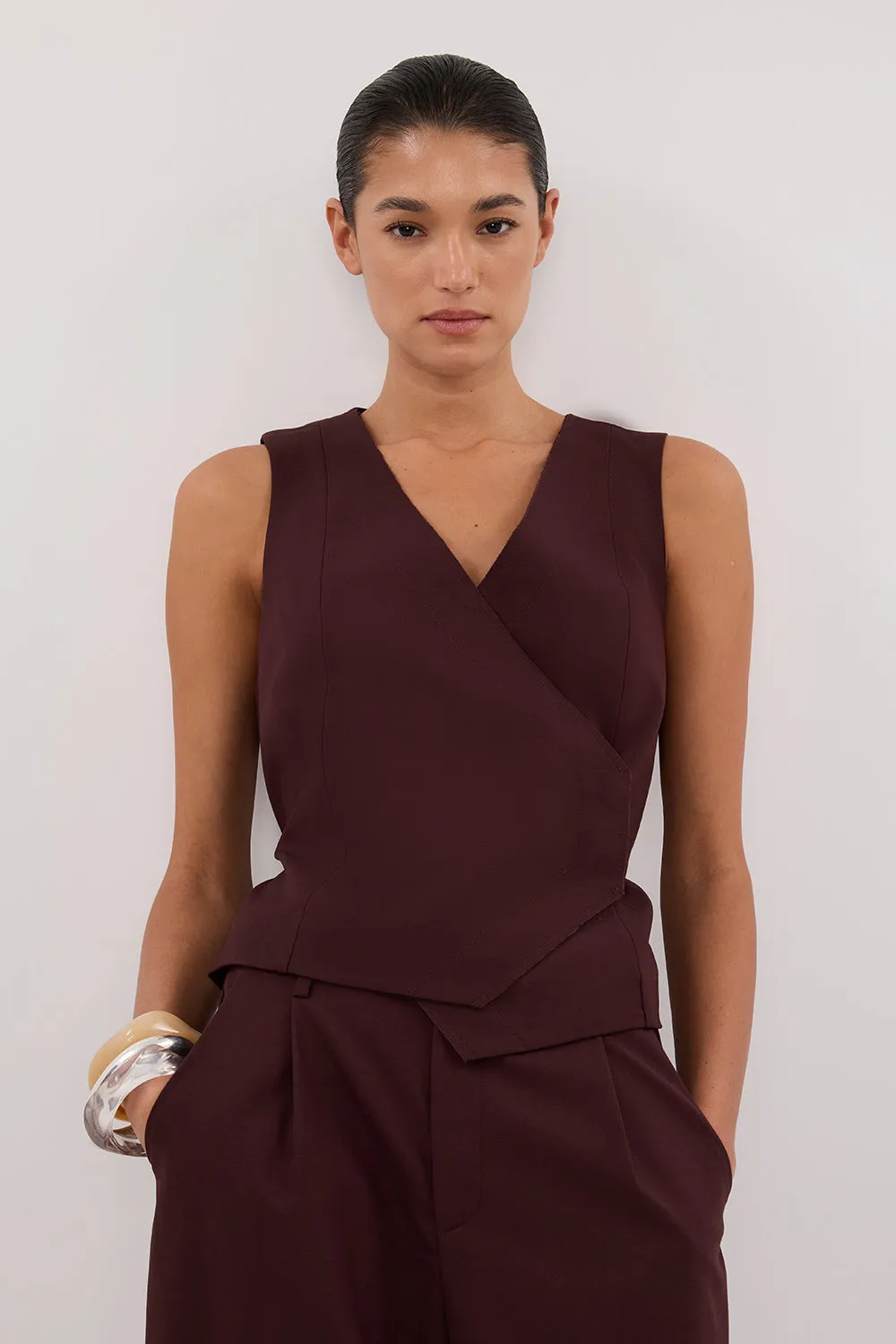 CAMILLA WALNUT ASYM TOP