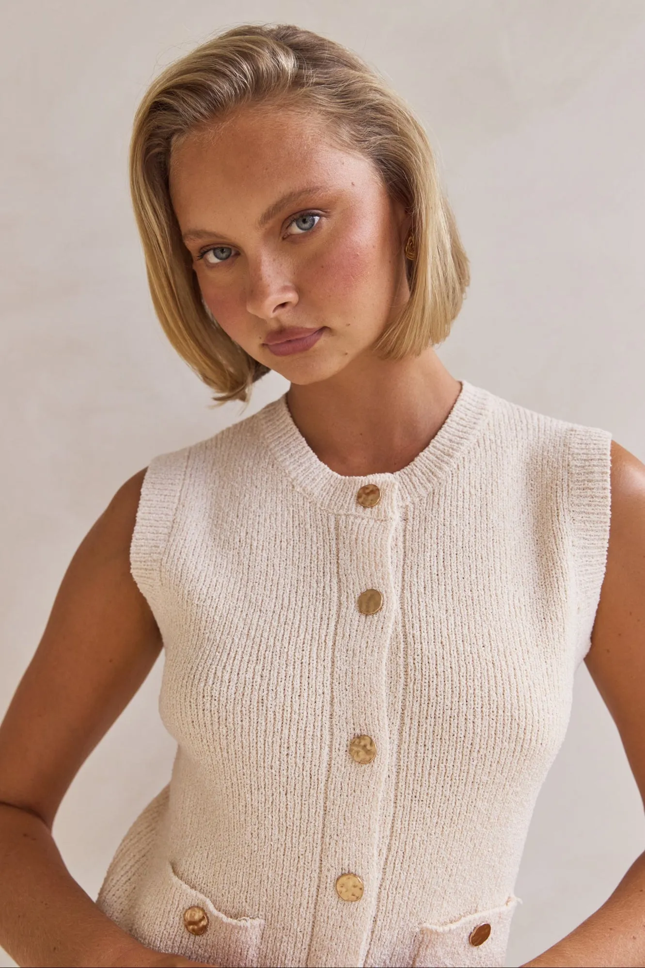 Camille Knit Vest (Cream)