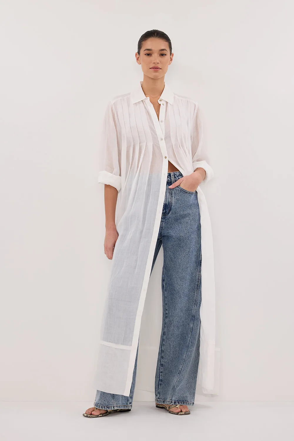 CARMEL WHITE RAMIE SHIRT DRESS