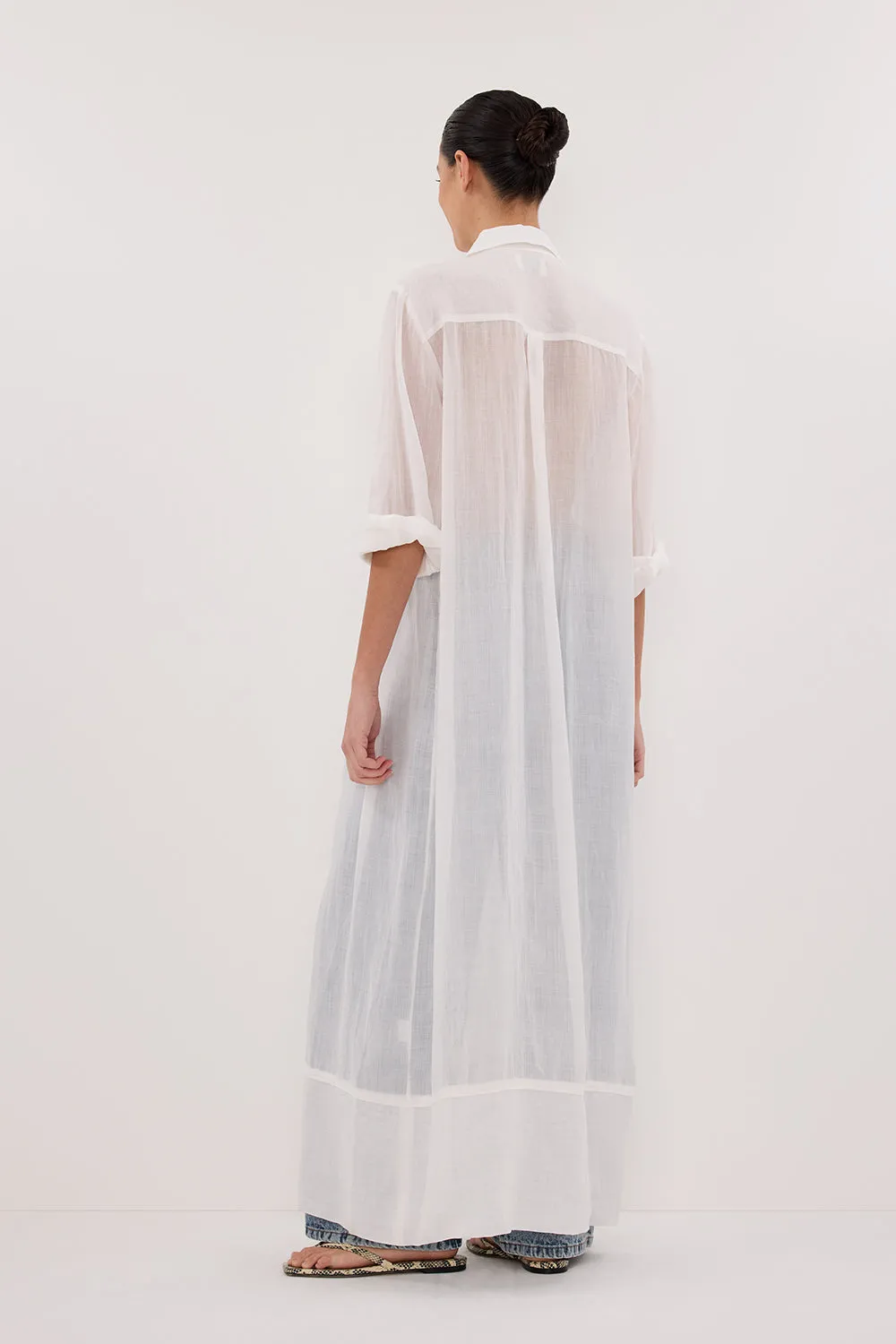 CARMEL WHITE RAMIE SHIRT DRESS