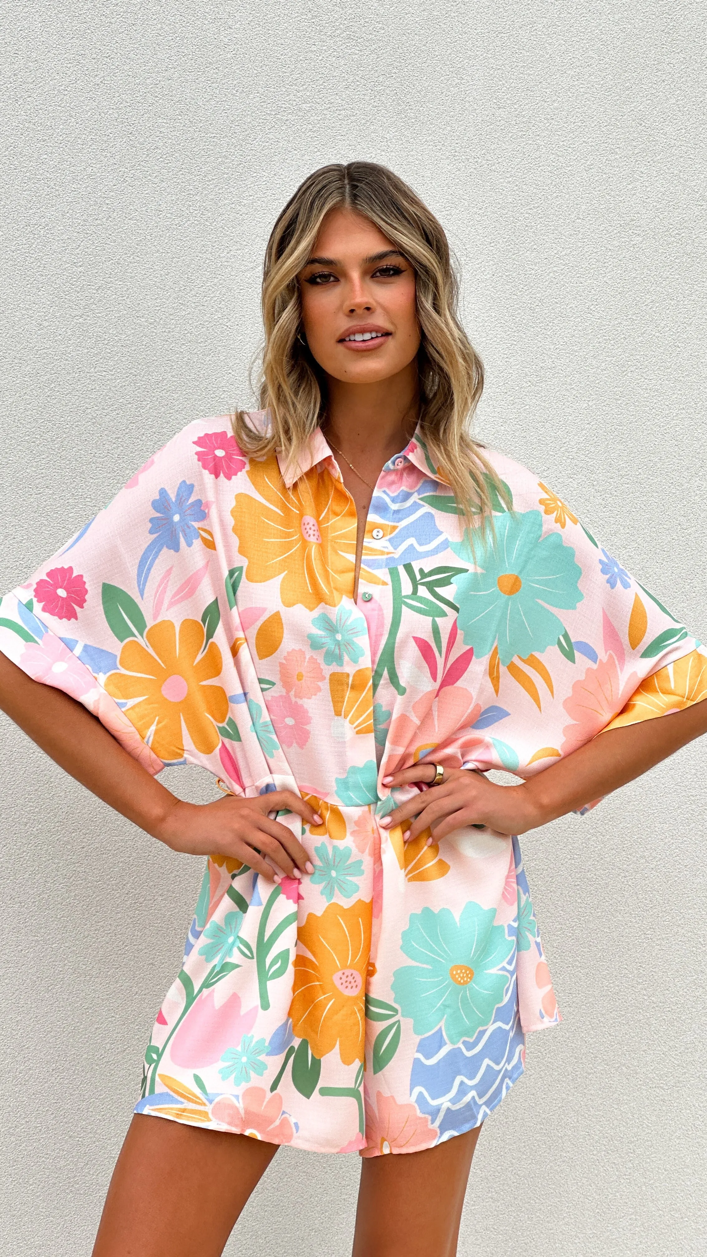 Carmen Playsuit - Blush Petal