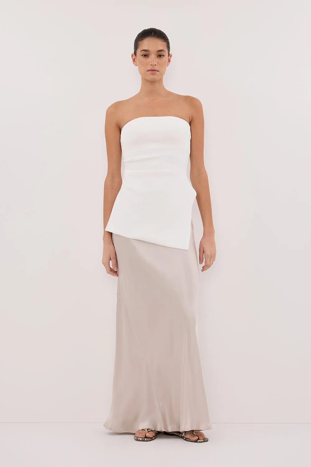 CHARLI CHALK SATIN MAXI SKIRT
